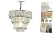 Crystal Ceiling Light Fixture, Multi-Tiered Semi Flush Mount Ceiling Light