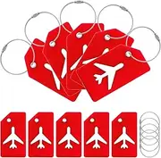 Tanstic 5Pcs Silicone Luggage Tags with Name ID Card, Baggage Handbag Travel Instrument Suitcase Tag for Quickly Spot Luggage Suitcase (Red)