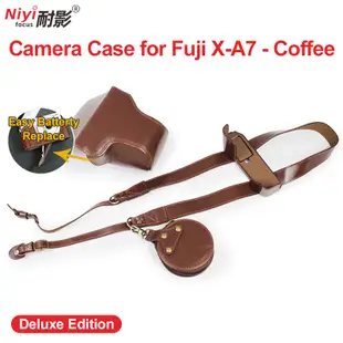 Pu 皮革半殼適用於 Fuji Fujifilm XA7 X-A7 相機保護殼適用於富士相機蓋包 + 錶帶底座打開電池