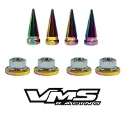 6 VMS RACING STRUT TOWER SPIKES NEO CHROME WASHERS SILVER NUTS FOR SUBARU (for: Subaru)