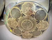 70 cm Flower of life with meditating yogi Carving Gong-Made in Nepal-Best Healer