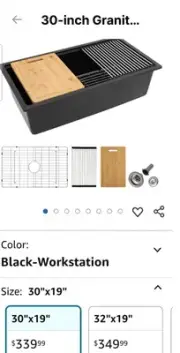 "30-inch" Granite Composite Kitchen Sink, GABETLET Undermount Quartz Kitchen...