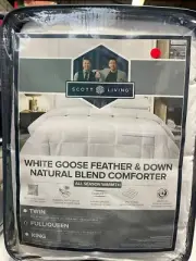 Scott Living White Goose Feather And Down Natural Blend Full/Queen Comforter New