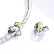 Solid 925 Sterling Silver Live Love Kiss Laugh Heart Pandora Inspired Charm