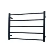 Radiant STR03 Square Bar Heated Towel Rail - 750 x 550mm - Matte Black - Stainless Steel- Bottom Left/Top Right Wiring