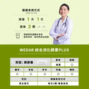 WEDAR 綜合消化酵素PLUS 60顆/盒 多元酵素+益生菌 全能消化代謝 19種活性消化酵素 現貨 蝦皮直送