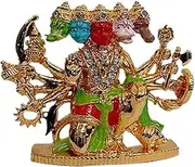 Love Kart Metal Panchmukhi Hanuman Idol for Car Dashboard Statue Spiritual Figurine Religious Pooja, Home Decor, Temple Decorative Showpiece - (Multicolour, 7 cm)