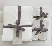 West Elm EUROPEAN FLAX LINEN Duvet King California King & 2 King Shams White NWT