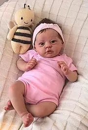 Pinky Reborn Lifelike Newborn Baby Dolls - 18 Inch 47CM Realistic Reborn Baby Dolls with Hand Root Hair Soft Body Silicone Baby Dolls with Tendons and Collaterals That Look Real Toy for Kids Age 3+