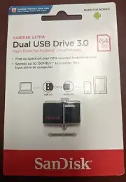 64 GB SanDisk Ultra Dual USB Drive 3.0 Flash Drive for Android Smartphones
