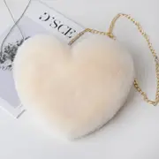 Women's Heart-Shaped Faux Leather Crossbody Bag, Soft Sweatshirt Chain Shoulder Bag, Fashion