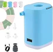 Slowowing Mini Air Pump, Portable USB Rechargeable with LED Light & Four Air Nozzles, 2400mAh Fast Inflation Deflation for Pool Float Air Mattress Camping Gear