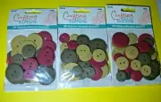 BUTTONS Tan, Burgundy, Brown Asst Sizes Crafting with Buttons 3 BAGS Lot D3