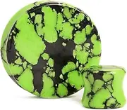 [Custom Plugs] 1 Pair Marble Black & Green Stone Plug/Gauge (2pcs)