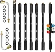 High Pressure Washer Extension Wand, Pressure Washer Accessories with 6 Nozzle Tips, Gutter Cleaning Tools Extension Lance, 1/4" Quick Connect, Gutter Cleaner Attachment Curved Rod
