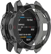RuenTech Protector Intended for Garmin Fenix 6/6 Pro/Fenix 6 Sapphire Case Cover TPU Shatter-Resistant Protective Case Intended for Fenix 6 Watch Case (Black Tint)
