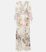 [Camilla] Camilla Floral linen and silk maxi dress AU 14 multicoloured