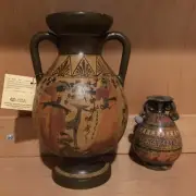 8.5in Nina Ceramic Greek Vase Reproduction 450bc Handmade Painted Brown Amphora