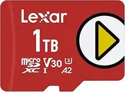 [Lexar] Play 1TB Micro SD Card, microSDXC UHS-I Memory Card, Up to 160MB/s R/100MB/s W, U3, V30, A2, C10 microSD TF Card for Nintendo-Switch/Portable Gaming Device/Smartphone/Tablet (LMSPLAY001T-BNNAG)