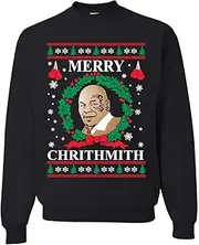[Wild Bobby] Merry Chrithmith Mike Tyson Ugly Ugly Christmas Sweater Unisex Crewneck Graphic Sweatshirt
