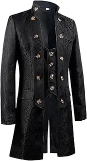 [Qolkmuiy-GJ] Mens Medieval Steampunk Tailcoat Vintage Gothic Vampire Trench Coat Pirate Viking Renaissance Costume