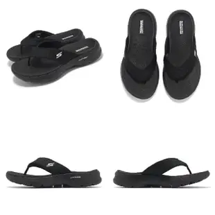 【SKECHERS】拖鞋 Go Walk 6 Sandal 男鞋 黑 白 避震 回彈 人字拖 夾腳拖 涼拖鞋(229129-BKW)