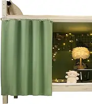 Teanea Tenea Super Blackout Bunk Bed Curtains for Bottom Twin 99% Opaque, Includes Hanging Ropes and Hooks, 1 Panel, Spring Green