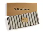 Solino Home Stripe Linen Table Runner 72 inch Black and Natural