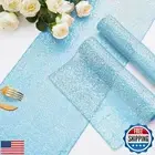 DLCFLF 2 Packs Light Blue Sequin Table Runners 12 x 108 Inch Glitter Dining T