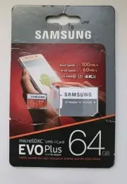 Genuine Samsung EVO 64GB U3 MicroSDXC UHS-I Memory Card With Adapter - Brand NEW