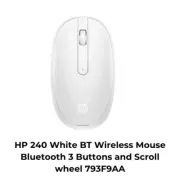 HP 240 White BT Wireless Mouse Bluetooth 3 Buttons and Scroll wheel 793F9AA