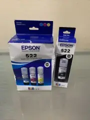 Epson Ecotank Ink 522 Magenta Yellow Cyan and Black Expires 01/2024 & 07/2025