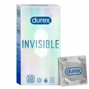 Durex Invisible Super Ultra Thin Condoms for Men 10 Count + Free Shipping