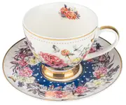Roses & Butterflies Navy Floral Botanical Decorative Teacup & Saucer Set 200ml