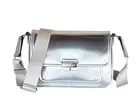 MICHAEL KORS BRADSHAW MEDIUM FLAP POCKET MESSENGER LEATHER BAG SILVER