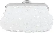 [topfive] Women Pearls Beaded Clutch Light Luxury Wedding Pearls Purse Evening Handbag with Floral Texture