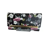 Brand New Steve Madden Black Floral Metallic Gold Liner Tri-Fold Wallet Cute!