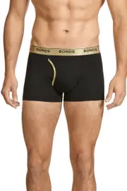 [Bonds] Bonds Men's Cotton Guyfront Trunk in Black/Gold Size: Small S Black/Gold