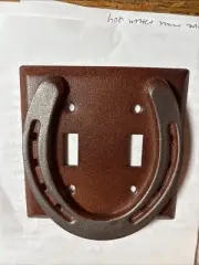 HORSESHOE Metal Double Light Wall Switch Plate Cover Country Western Horse Decor