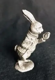 Alice In Wonderland WHITE RABBIT Bunny Watch Clock Metal Statue Figurine H