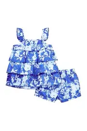 Pumpkin Patch Ruffle Tank & Shorts Set (Baby Girls) Deep Violet Sz 18/24M