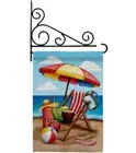 Beach Chair Garden Flag Set Wall Holder Summertime Fun and Sun Pool Luau Trop...