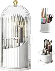 Concealed Toothbrush Holder,Toothbrush Holders with Cover,Toothbrush Organizer with Cover,Covered Makeup Brush Holder,Makeup Brush Holder with Lid,Cosmetic Tools Organizer ，360 Rotating Waterproof Dus