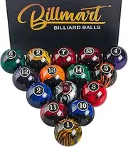 Billmart Premium Billiard Balls Pool Table Accessories 2-1/4" Regulation Size 16 Pool Balls Billiard Set