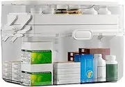 Medicine Box Organizer - Medicine Supply Organizer Storage Box - Removable 3-Tier Medication Case Tools Container with Tray for Family, Men, Senior