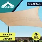 Instahut Sun Shade Sail Cloth Shadecloth Outdoor Canopy Square 280gsm 5x5m