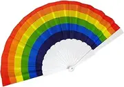 Rainbow Hand Fan Drag Queen Folding Fan, Original Hand Fan, Parade Music Festival Dance Performance Supplies | Colorful Hand Held Fan Accessory for Rainbow