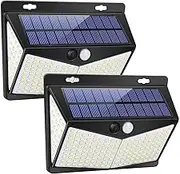 Solar Lights Outdoor, 208 LED Solar Motion Sensor Light with 3 Modes &270° Wide Angle,IP65 Waterproof, Solar Security Lights for Garden Pathway Porch Garage(2 Pack)