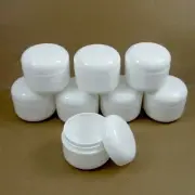 8 White 1.7 Oz Plastic Cosmetic Double Wall Cream Empty Dome Jars Container Cap