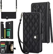 [XIMAND] for Samsung Galaxy Z Fold 5 Wallet Case with 6 Credit Card Slots and S-Pen Slot,Multi Card Function Premium Leather Magnetic Clasp Kickstand Heavy Duty Protective Cover.(Black)